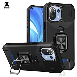 Dành Cho Xiaomi Mi 11 Lite 5G / 5G NE Ốp Lưng Có Trượt Camera Bao Đựng Thẻ Vòng Chân Đế Chịu Lực Bảo Vệ Mỏng Bao
