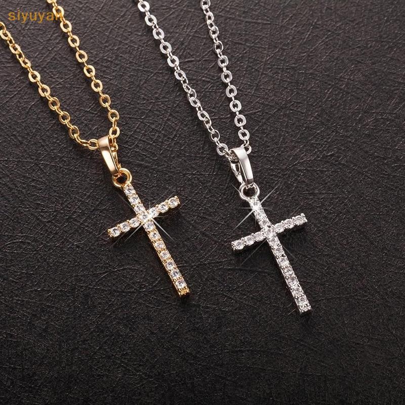 Siyuyan Đơn Giản Thời Trang Chữ Thập Mặt Dây Chuyền Xương Đòn Dây Chuyền Pha Lê Chúa Giêsu Chữ Thập Tòn Ten Vòng Cổ Punk Hip Hop Trang Sức Cho Nam Nữ Quà Tặng VN