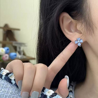 Bông tai Mori Series Ice trong suốt hoa xanh ánh sáng nhẹ, phong cách thời trang, thiết kế siêu nhẹ