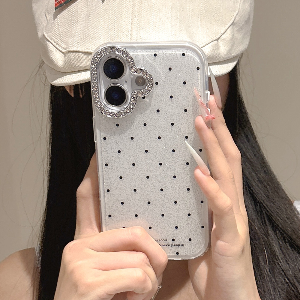 Ốp điện thoại Acrylic chấm tròn GLITTER cho iPhone 17 Pro Max 17 Air 16 Plus 15 14 13 12 11 Vỏ bảo vệ chống sốc