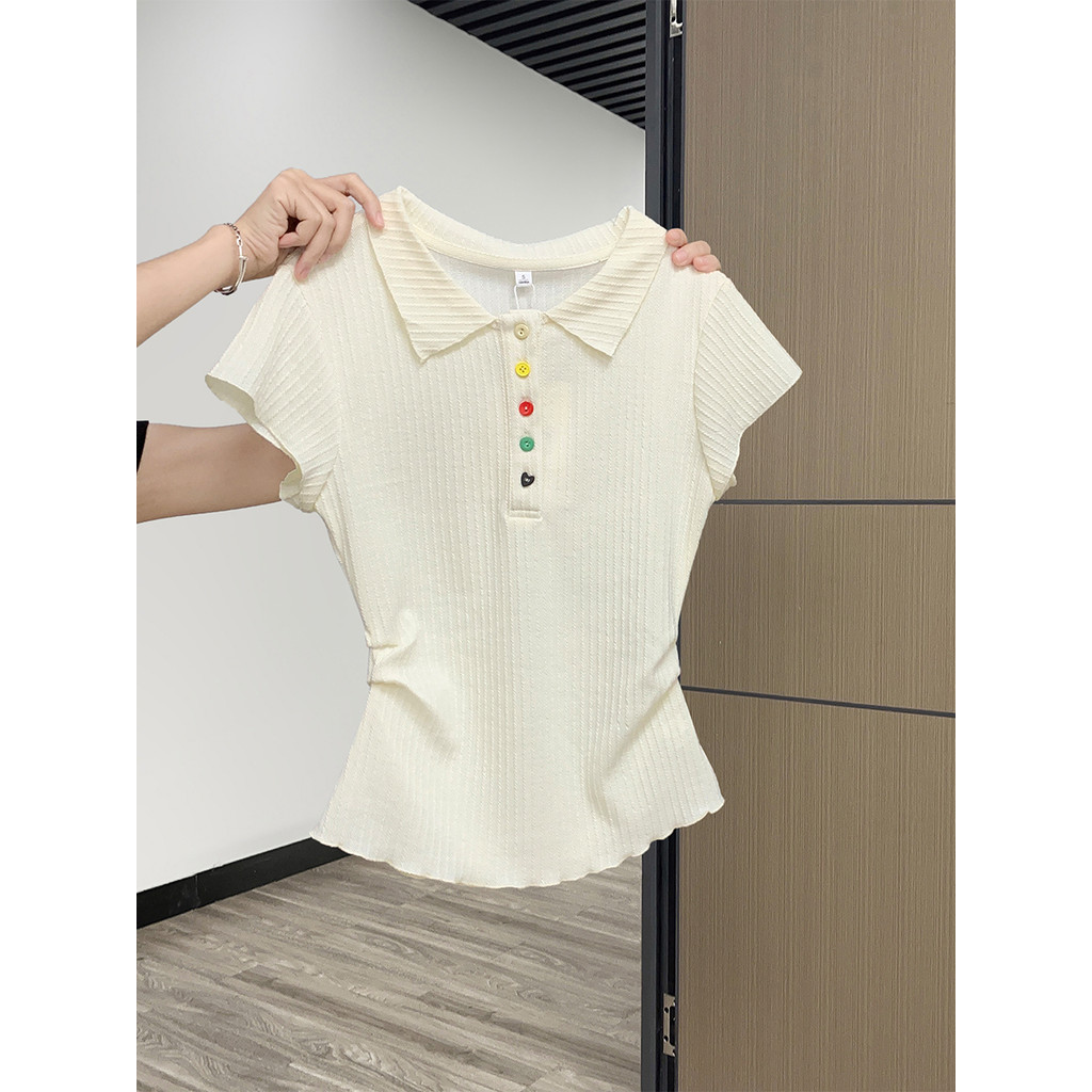 SUXI Áo thun ngắn tay Polo đơn giản mới mùa hè 250505