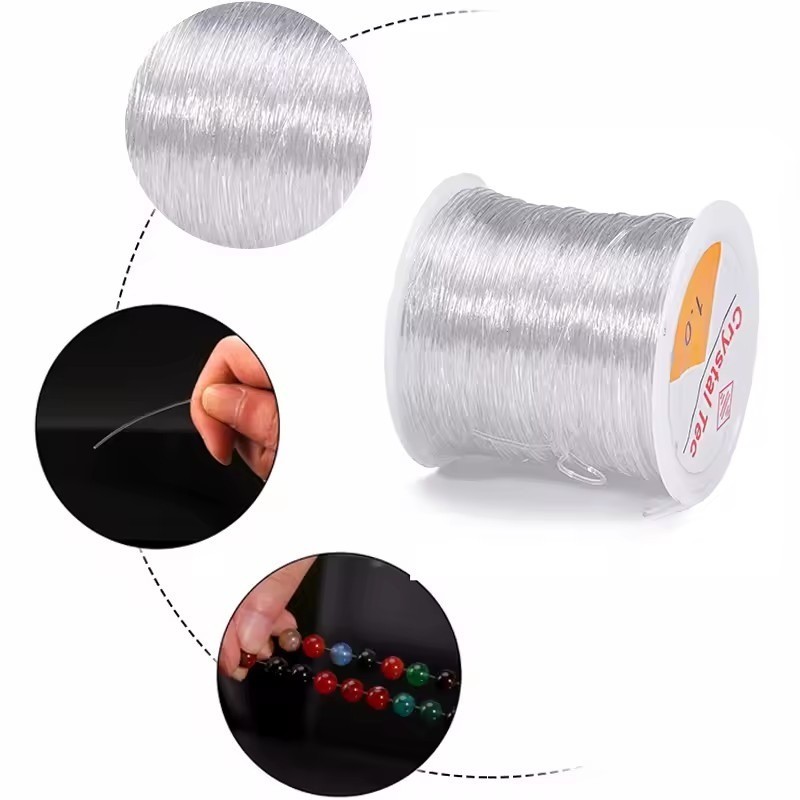 100M / Cuộn Pha Lê Đàn Hồi Mạnh Mẽ Cá Lụa Đính Hạt Dây - Dây Thủ Công Để Làm Đồ Trang Sức DIY Hạt Hạt Hạt Vòng Tay