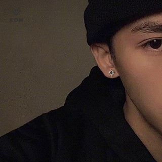XON 1 Đôi Bông Tai Đính Đá Zircon Hình Ngôi Sao Màu Trắng Phong Cách Hip hop Thời Trang Cho Nam Và Nữ