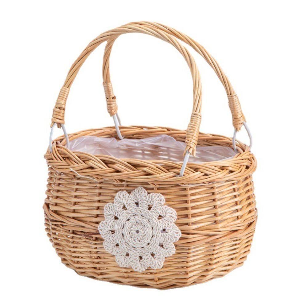 Giỏ hoa bé gái DAYBREAK, Hộp đựng có tay cầm Giỏ đựng mây liễu, Giỏ cắm hoa chắc chắn thủ công bền bỉ sáng tạo Đám cưới
