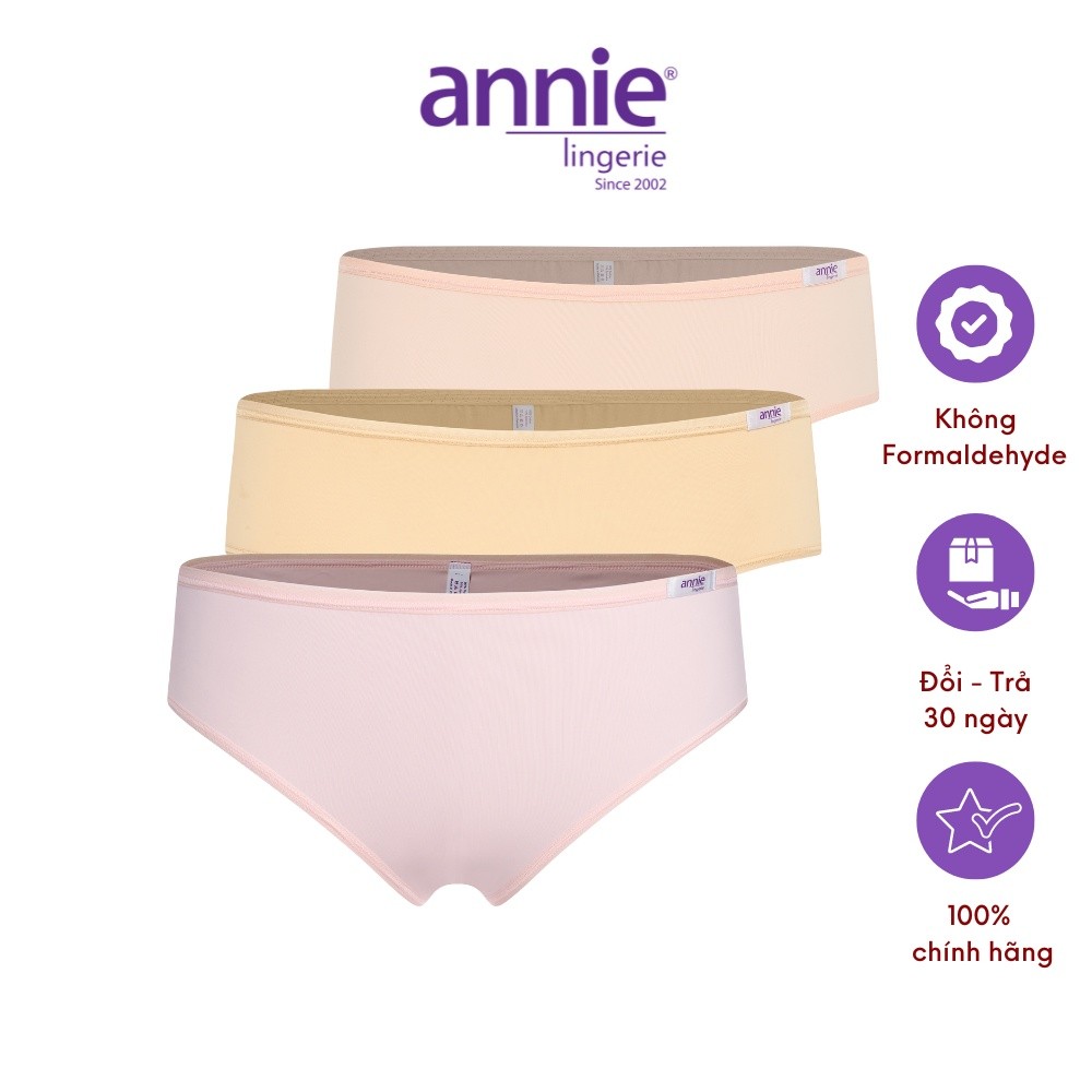 Combo 3 quần lót nữ trơn thun lạnh, lưng cao annie 4535 ôm sát cơ thể, trẻ trung, mềm mịn