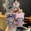 Móc khóa búp bê Monchhichi đính đá cho phụ nữ, đồ chơi nhồi bông dễ thương Hàn Quốc, móc khóa xe hơi, quà tặng