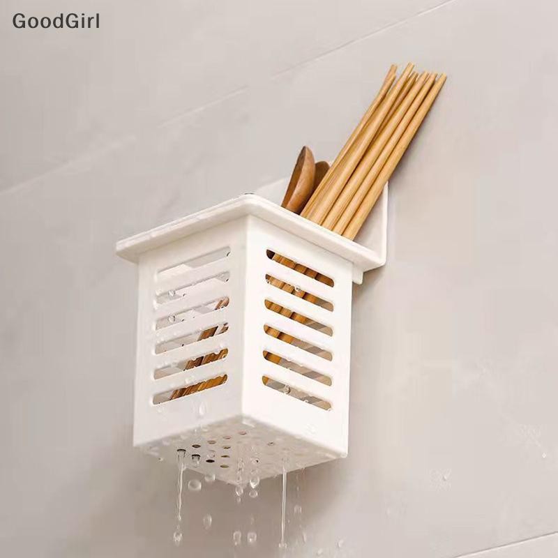 [GoodGirl] Nhà Bếp Nhựa Đũa Treo Tường Dao Kéo Giỏ Thoát Nước Hộp Bảo Quản Nhà Bếp Bộ Đồ Ăn Muỗng Thoát Nước VN