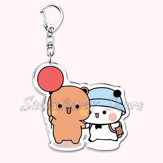 Móc khóa tình yêu Bubu Dudu dễ thương, cặp đôi gấu panda acrylic, phụ kiện túi xách, móc khóa trang sức, quà tặn