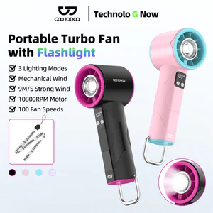Quạt turbo đa năng tốc độ cao Goojodoq 4000mah có đèn pin LED, màn hình kỹ thuật số và móc treo cho nhiều cảnh