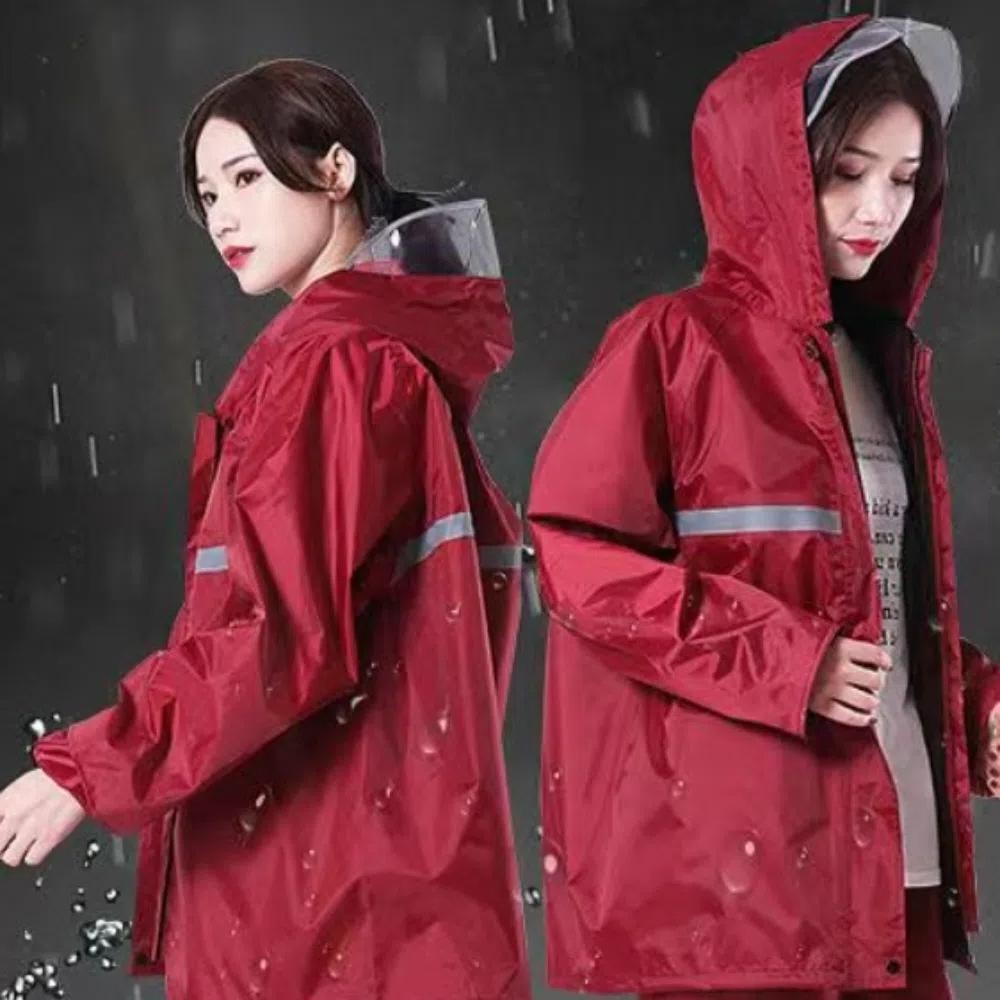 Áo mưa JKDESIGN unisex, bộ đồ mưa chống bão dày chống nước thoáng khí với dải phản quang