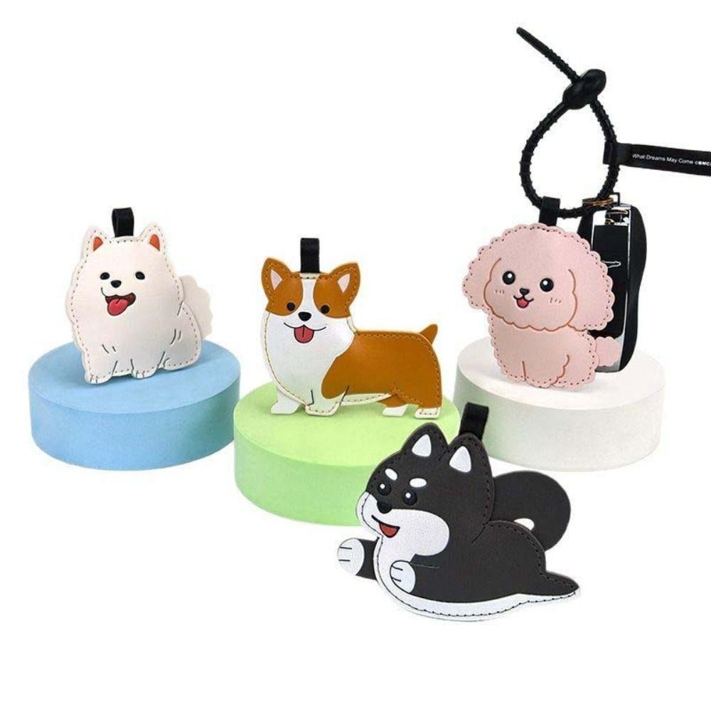 Móc khóa chó con HOBBYIN, Pinch dễ thương được gọi là Bibi Puppy Puppy Puppy Mặt dây chuyền, Âm thanh sáng tạo Da PU Corgi Túi Mặt dây chuyền Người lớn Trẻ em