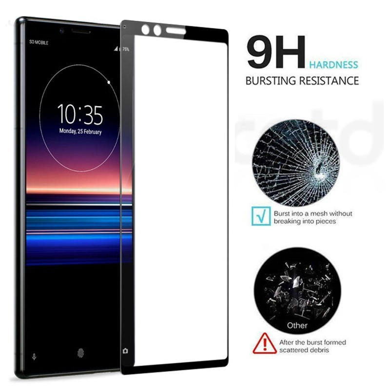 Dành Cho Sony Xperia 8 5 10 V IV III II Vl XA3 Plus Lite 100D HD Đen Edge Kính Cường Lực Phim Cho Sony Xperia 1 VII VI V IV III II Chống Trầy Xước Kính Chống Cháy Nổ Bảo Vệ Màn Hình