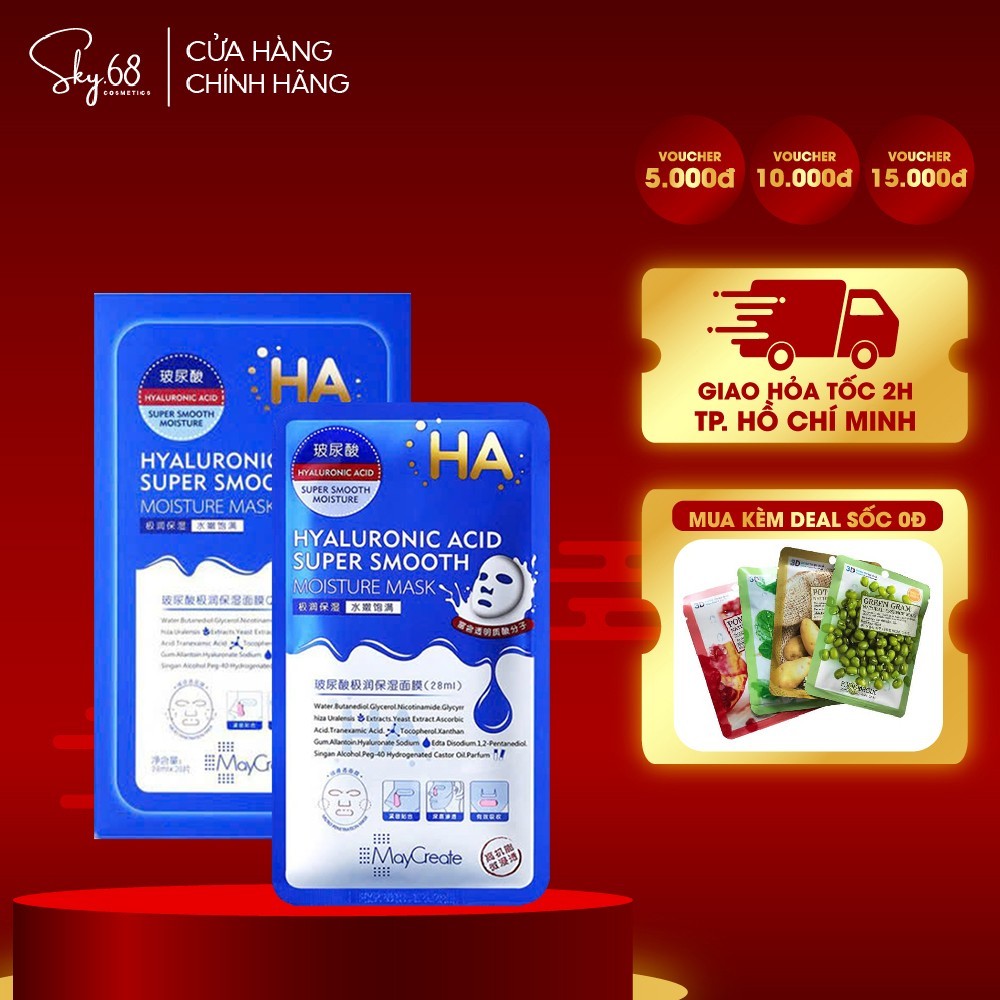 Hộp 20 Mặt Nạ Dưỡng Ẩm và Cấp Nước MayCreate HA Super Smooth Moisture ...