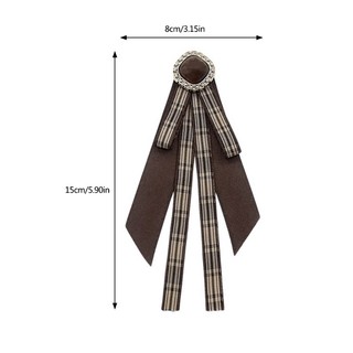 Capa Nữ Vintage Nâu Plaids Nơ Thắt Thổ Cẩm Pin Đồng Phục Pre Buộc Nơ Corsage