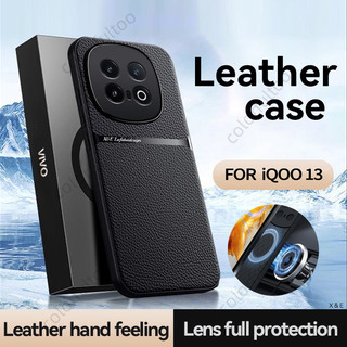 Ốp Điện Thoại Vivo iQOO 13 5G Cho Vivo iQOO 13 IQOO13 5G 2024 Giá Đỡ Ô Tô Từ Tính Da Sang Trọng Vỏ Chống Sốc Chống Rơi Ốp Lưng Bảo Vệ Ống Kính Máy Ảnh