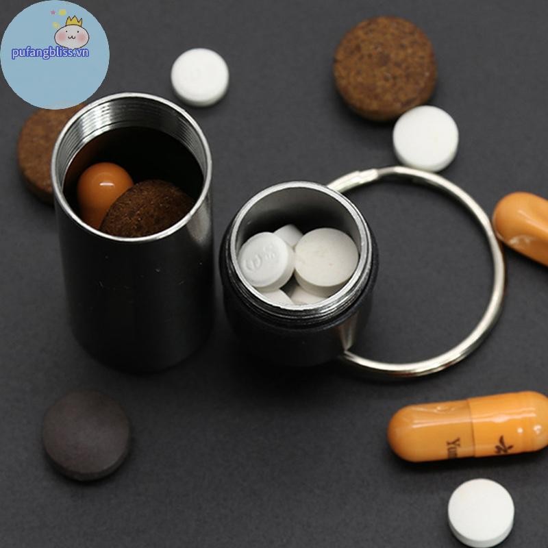 Pufangbliss Hợp Kim Nhôm Chống Thấm Nước Hộp Đựng Thuốc Móc Khóa Hộp Bảo Quản Di Động Du Lịch Ngoài Trời Hộp Đựng Thuốc Hộp Đựng Chai VN