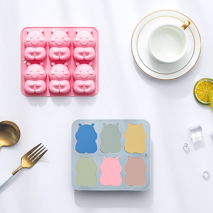 6 Khoang Capybara Mô Hình Khuôn Silicon Khuôn Socola Mousse Khuôn Bánh Fondant Thạch Khuôn Thơm Thạch Thạch Khuôn Thạch Cao DIY Dụng Cụ Nướng Bánh