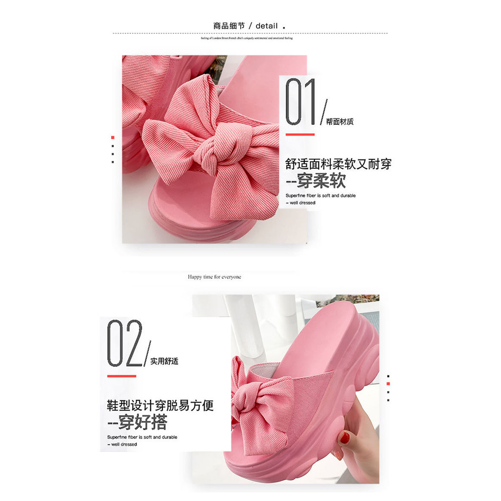 Bowknot Dép Nữ Mùa Hè Đế Dày Mặc Ngoài 2020 Nêm Gót Muffin Lười Bên Trong Tăng Chiều Cao Dép Dép Dép