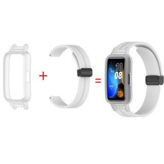Dành Cho Huawei Band 9 / 8 Dây Đeo Silicon + Vỏ 2in1 Vỏ Gấp Khóa Từ Khóa Ban Nhạc