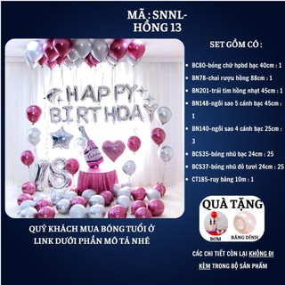 Trang Trí Sinh Nhật bằng bóng bay Màu Hồng SNNL- Hồng 13 Tranh Tre