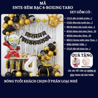 Set Bóng Trang Trí Sinh Nhật Tuổi Meo,tuổi Mão, thôi nôi, 12 con giáp cho bé gái - bé trai SNTE-RÈM BẠC 4-BOXING TARO