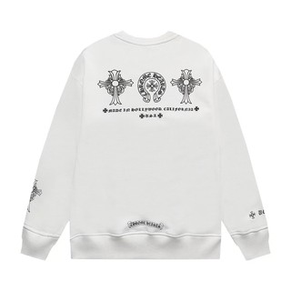 Chrome Hearts Crowe Heart Áo len cổ điển Chữ thập Phạn cổ tròn dáng rộng dành cho nam và nữ