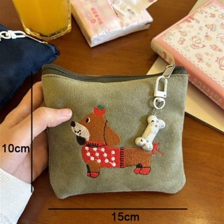 Ví đựng tiền xu GUSTAVA, Ví dây kéo thêu chó xúc xích, Canvas dễ thương Nhẹ chống nước Túi lưu trữ Mini Tai nghe