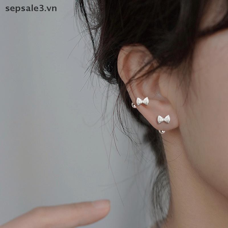 # VN # Bông tai nơ nhỏ quyến rũ dành cho nữ Kẹp tinh tế Vít xương tai dễ thương Xu hướng thời trang Trang sức tai bé gái.