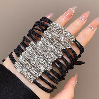 10 Dây Buộc Tóc Dây Buộc Tóc Màu Đen Bền Tóc Đuôi Ngựa Dây Buộc Đầu Cho Nữ Bé Gái Mặc Hàng Ngày