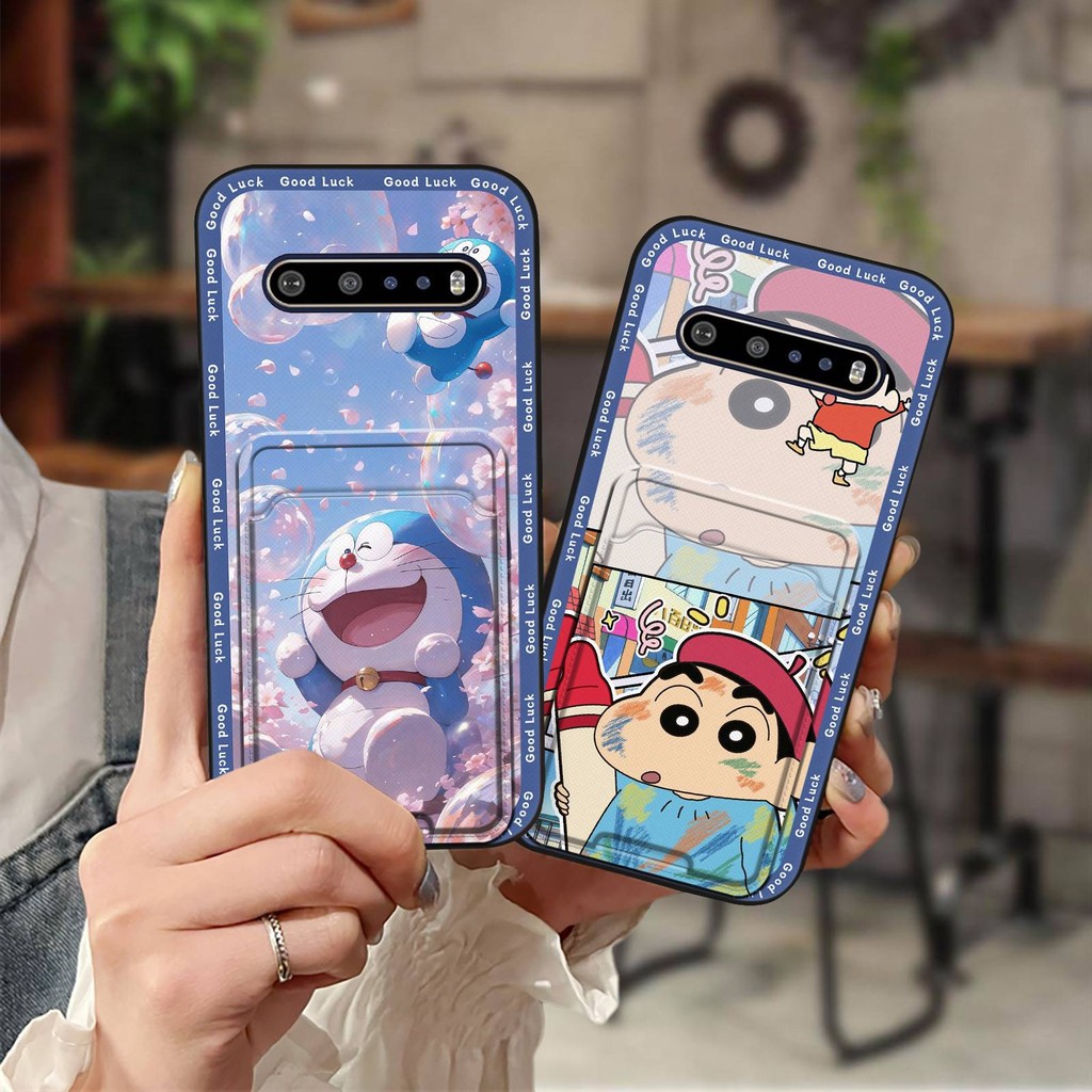 Bọc Toàn Bộ Vỏ Mềm Ốp lưng LG V60 ThinQ 5G Bảo Vệ Dễ Thương Chống Thấm Nước Khe Cắm Thẻ Ốp Lưng Silicon Graffiti Hoạt Hình TPU Bền Túi Đựng Thẻ Chống Va Đập Bao