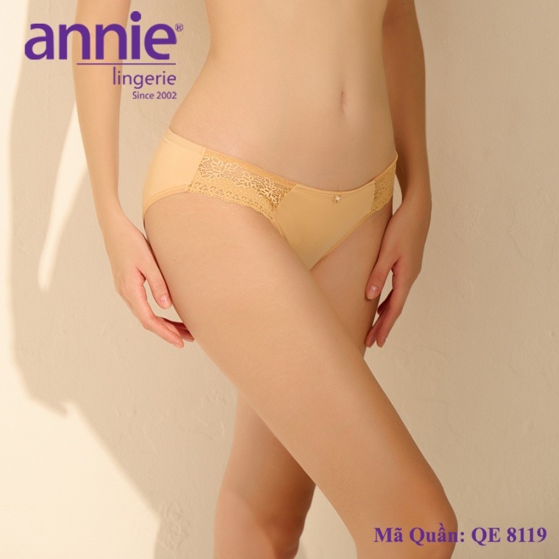 Quần lót nữ trơn viền ren annie QE8119 nữ tính, mềm mại, co giãn tốt ôm sát vòng 3, thoáng mát
