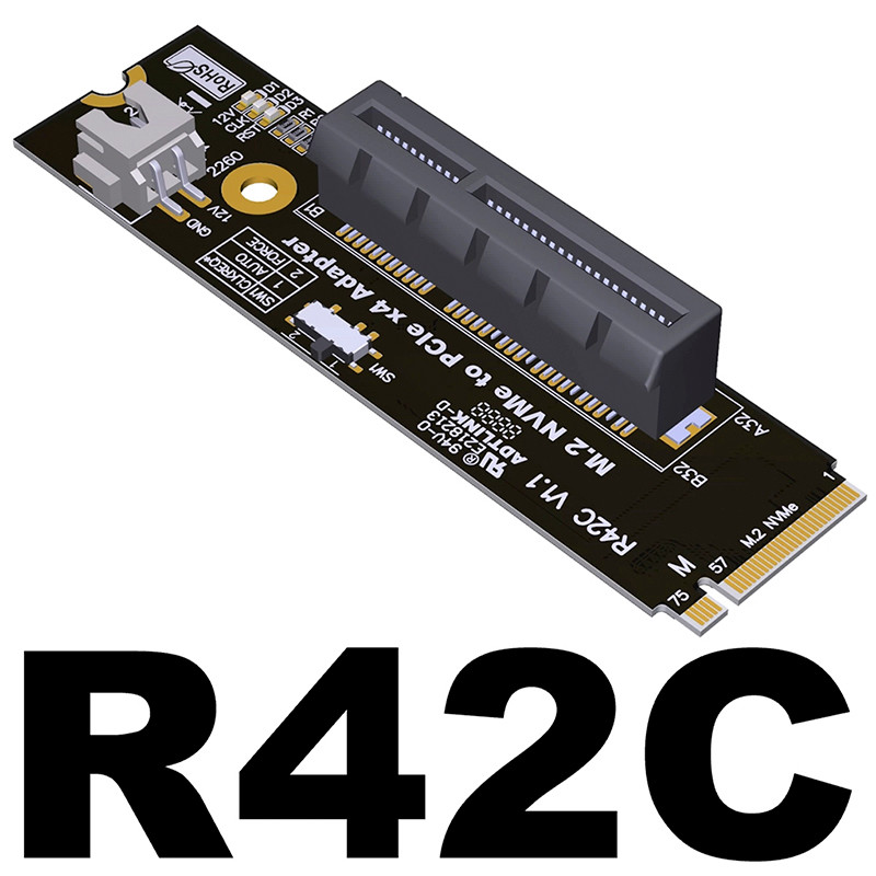 ADT-Link M.2 M Key NVME Sang PCI-E X4 Riser Adapter Card SATA Power Adapter PCB Board Cho M.2 NVME 2280 / 2260 SSD