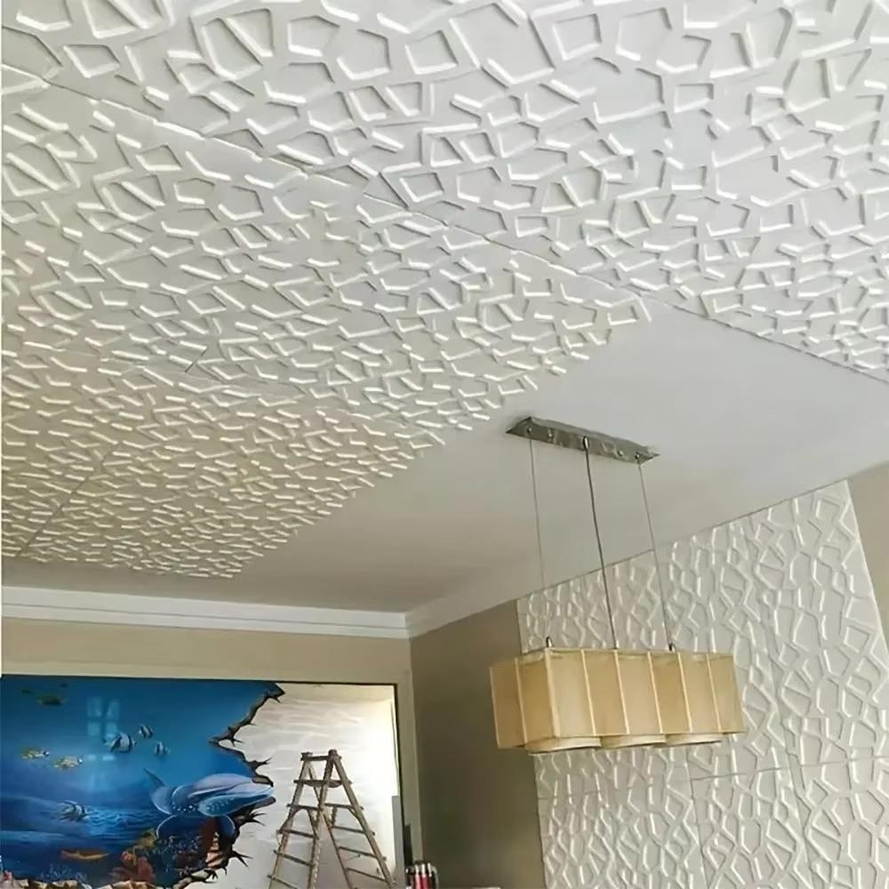 Trần xốp NEAVERLER, Nhãn dán tường tự dính 35 * 35cm, Giấy dán tường nền chống va chạm và dính chống thấm nước Trang trí phòng ngủ