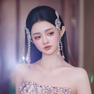MAUROPOLI [Sẵn Sàng] Phong Cách Trung Hoa Mới Tinh Tế Đính Kim Cương Bạc Cô Dâu Mũ Đội Đầu Retro Cung Điện Bên Kẹp Tóc Tua Rua Cao Cấp Kẹp Tóc Phụ Kiện Tóc