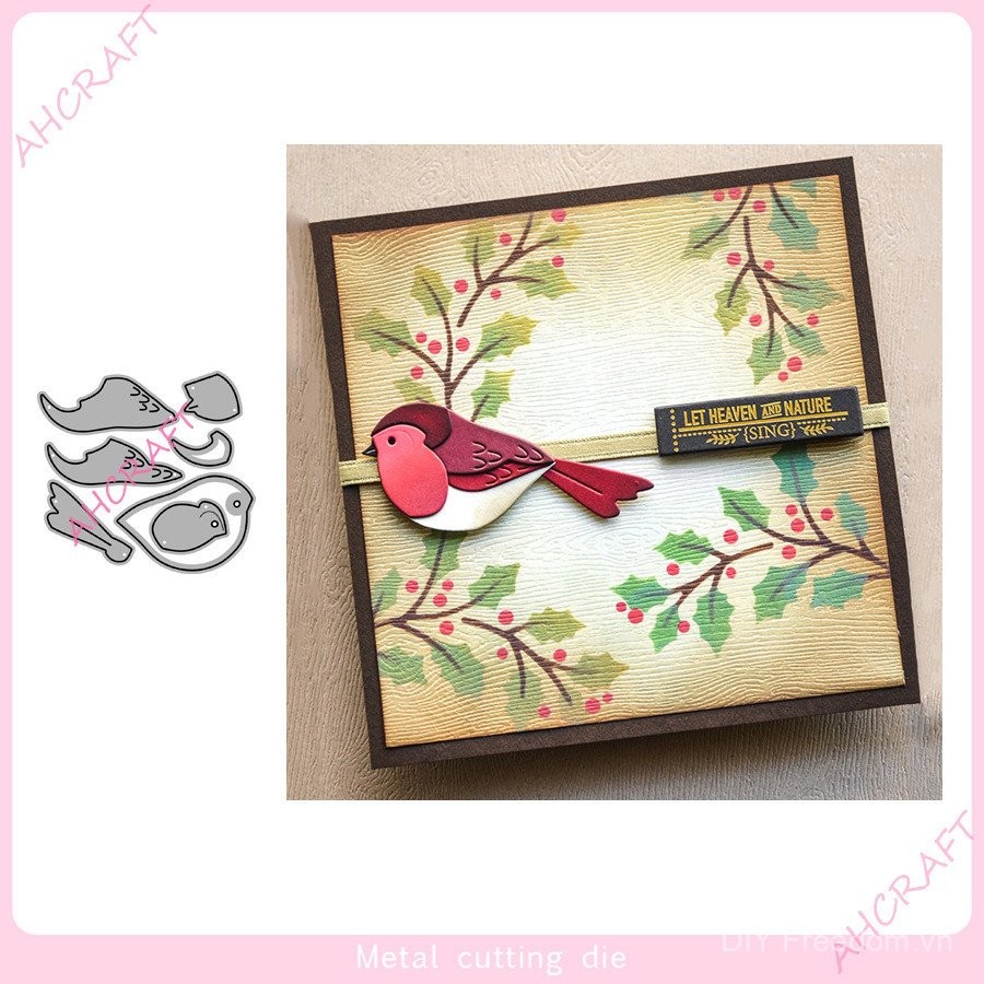 Bộ khuôn cắt Little Bird cho sổ lưu niệm, khuôn cắt kim loại thép carbon, khuôn dập nổi, stencil khắc, album DIY, sổ lưu niệm