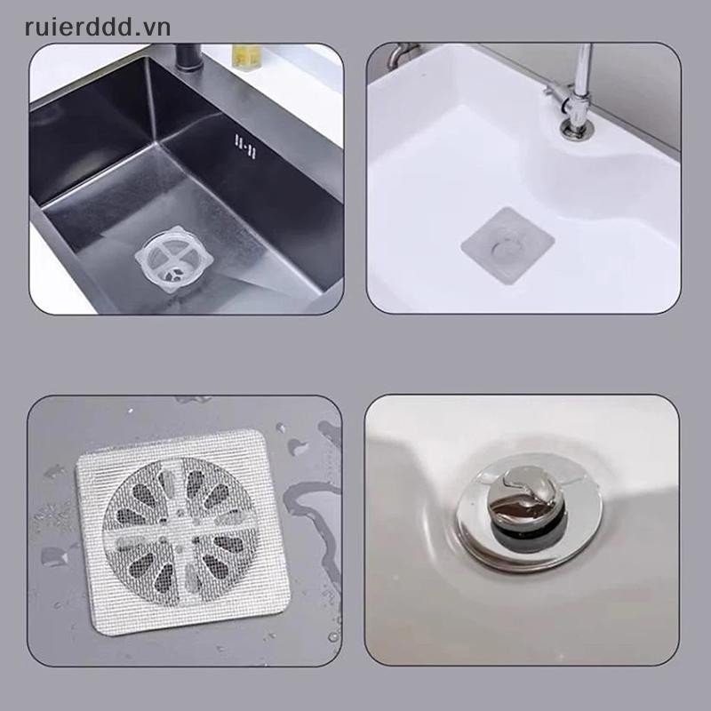 # ruierdd # 10 / 50 CÁI Màn hình lọc chống chặn tóc Bộ lọc thoát nước Phòng tắm nhà bếp Miếng dán thoát nước sàn dùng một lần Ngăn chặn bụi.