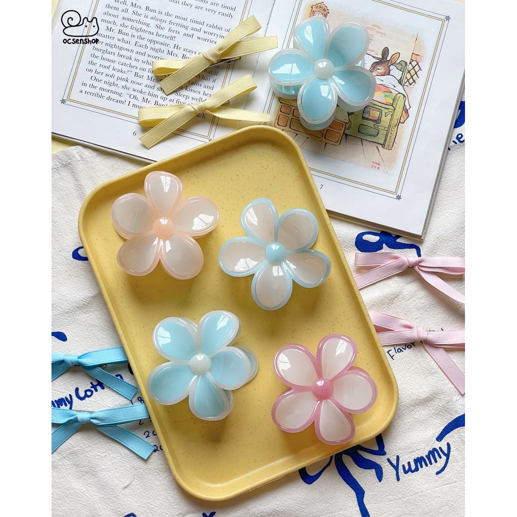 Kẹp càng cua Hoa 5 cánh viền màu (7,5cm)
