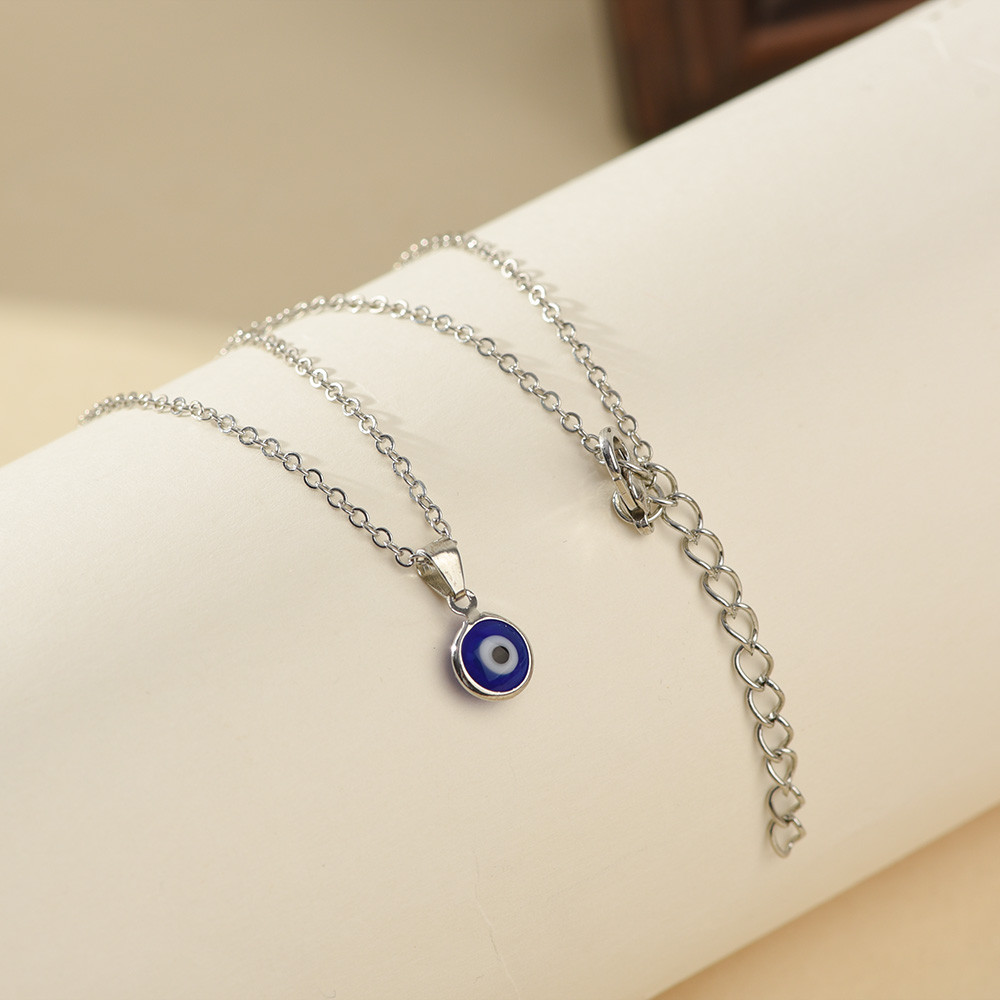 1 / 2 / 4 Đơn Giản Sáng Tạo Nam Nữ May Mắn Mặt Dây Chuyền Xương Đòn Dây Chuyền - Thời Trang Màu Xanh Ác Mắt Trang Sức Choker
