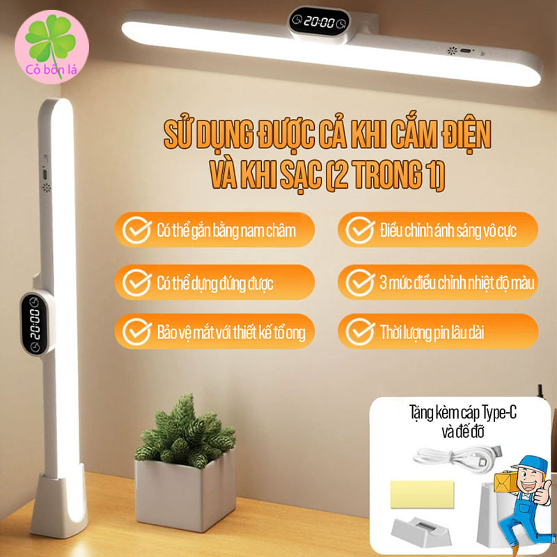 Đèn Led Học Bài 2 Trong 1 Để Bàn Và Treo Tường, Có Đồng Hồ Điện Tử ...