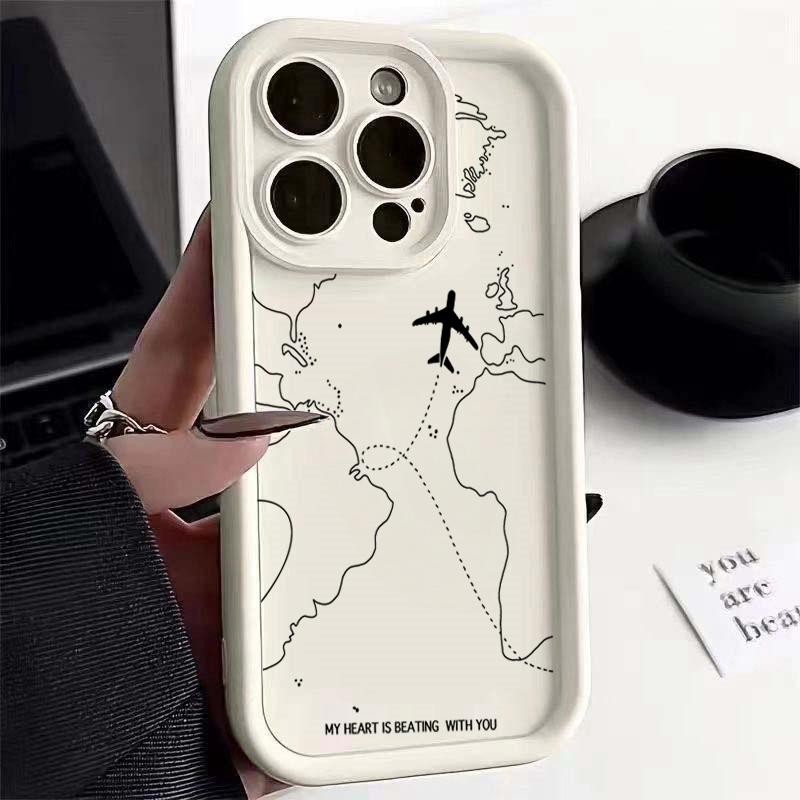 Ốp lưng tuyến đường máy bay lấy cảm hứng du lịch cho Iphone 16 Pro Max 11 13 14 15 Pro Max XR 7 8 15 16 Plus SE 2 3 Vỏ điện thoại Vỏ mềm bảo vệ Camera chống sốc