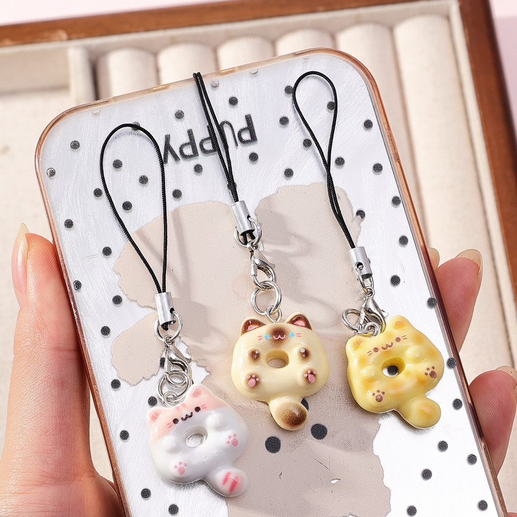 Dây buộc điện thoại hình mèo hoạt hình Mini – Dây đeo móc khóa Kawaii cho túi xách, chìa khóa & di động, Phụ kiện DIY chống thất lạc Y2K dễ thương