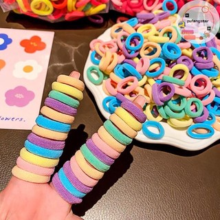 Pufangstar 100 Chiếc Cơ Bản Nhiều Màu Sắc Nylon Ealstic Tóc Trẻ Em Bé Gái Đuôi Ngựa Giá Đỡ Dây Scrunchie Cao Su Mũ Tóc VN
