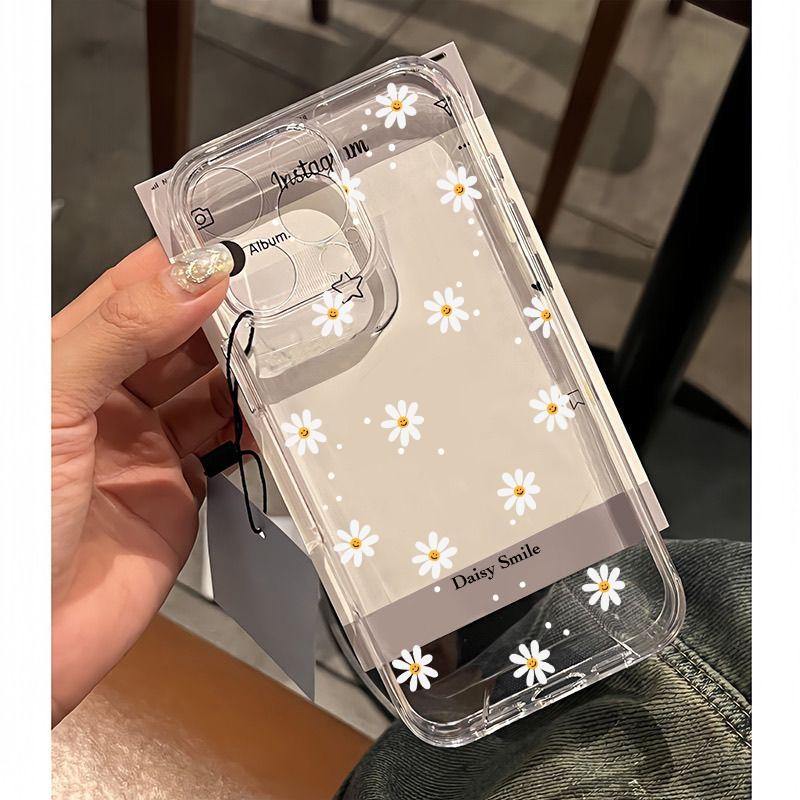 Ốp Lưng Cho OPPO Reno 12 5G 11 12 10 Pro 5G 11F 12F 8T A3 Pro A3X Realme 9 Pro 5G Ốp Lưng Trong Suốt Nơ Hoa Cúc Hoa Cúc Mềm Silicone Camera Bảo Vệ Mắt Thiên Thần