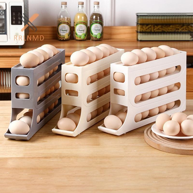Rrlnmd Hộ Gia Đình Tự Động Lăn Trứng Hộp Bảo Quản Nhà Bếp Tủ Lạnh Cửa Bên Bảo Quản Trứng Giá 30 Hộp Trứng MỚI