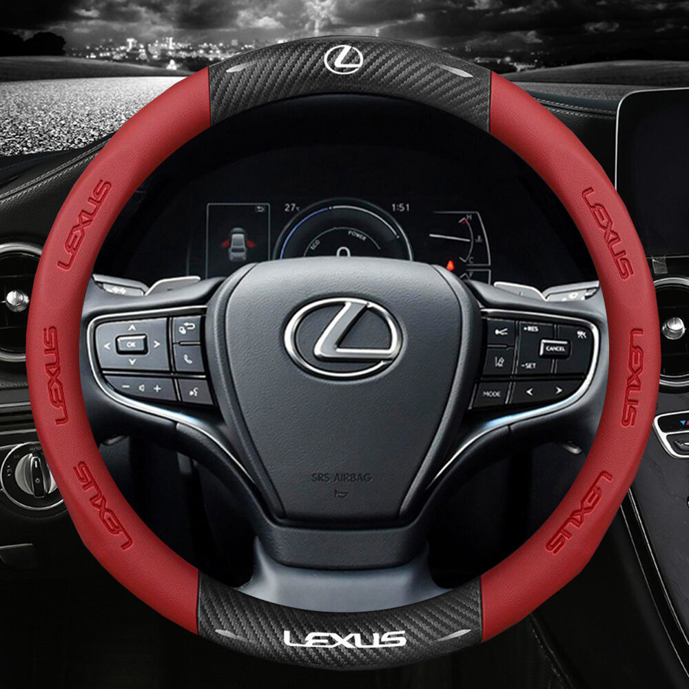 Vỏ bọc vô lăng bằng da ô tô Vỏ bọc vô lăng bằng sợi Carbon Phù hợp với Lexus IS250 IS300 RX330 RX350 NX RX rx300 gs300 ES LS Xe hơi
