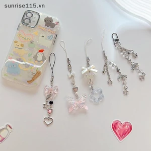Ssvn 1 Hạt Dễ Thương Handmade Cô Gái Ngọt Ngào Móc Khóa Cho IP 11 Camera Y2K Tình Yêu Pentagram Điện Thoại Ch Mặt Dây Chuyền.