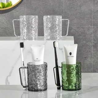Ly Nước Đánh Răng Hoạ Tiết Sóng Nước 3D Phong Cách Châu Âu, Cốc Đánh Răng Nhựa Cao Cấp Bền Bỉ Có Tay Cầm SUNND