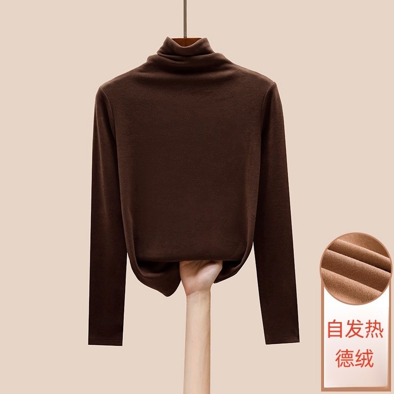 Áo giữ ấm áo mặc trong nhung Đức hai mặt cổ cao cho nữ áo thun dài tay mẫu mới thu đông năm 2024 cho nữ áo cổ cọc mặc trong và ngoài