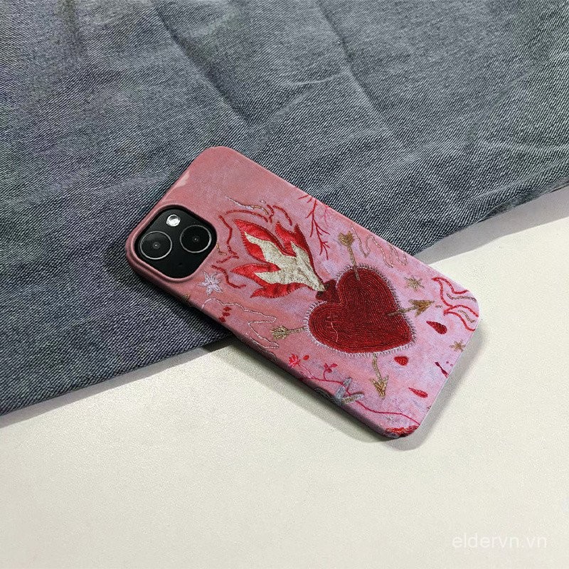 Ốp lưng Cứng Cá Tính QYJS trái tim bốc lửa Ốp lưng điện thoại di động phim dùng cho IPhone 16 11 12 PRO 13 14 15 ProMax 7 8 plus XSMAX XR XR XS X SE 14 15 16 PLUS Ốp bảo vệ mặt sáng chống rơi gió DVQU