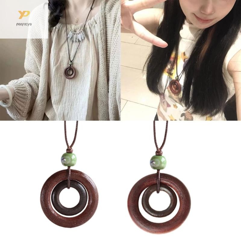 Ppy Vòng Tròn Mặt Dây Chuyền Vòng Cổ Vintage Áo Len Dài Dây Chuyền Trang Sức Handmade